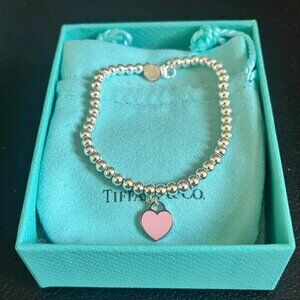 Tiffany & Co Pink Heart Bracelet 17.5 cm
